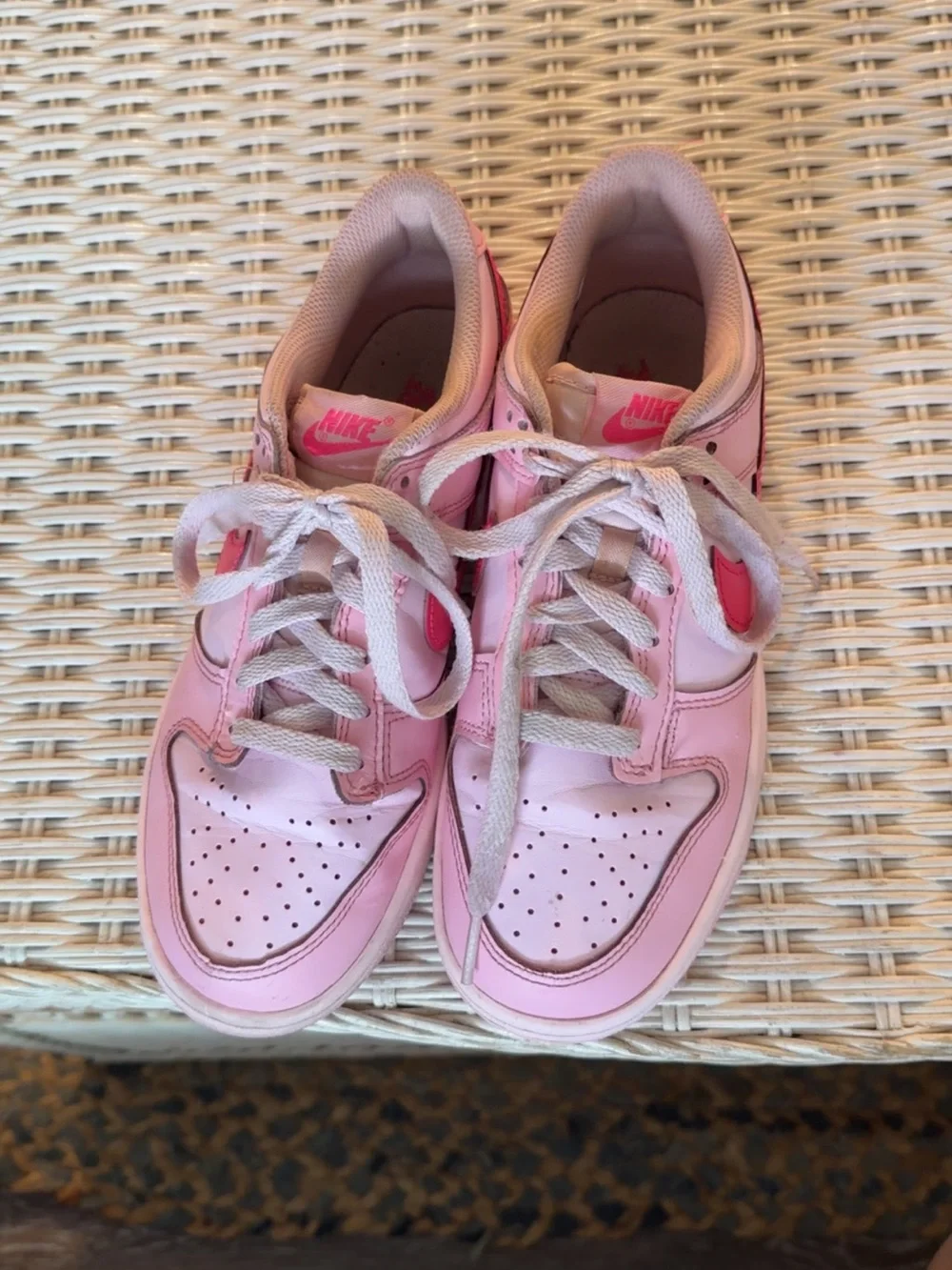 Nike Pink Low-Top Sneakers with Hot Pink Swoosh